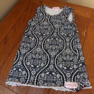Ruffle Girl Blue & White Floral Sleeveless Sundress w/Scalloped Bottom sz 10